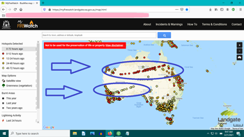 Unnatural fire path in Australia